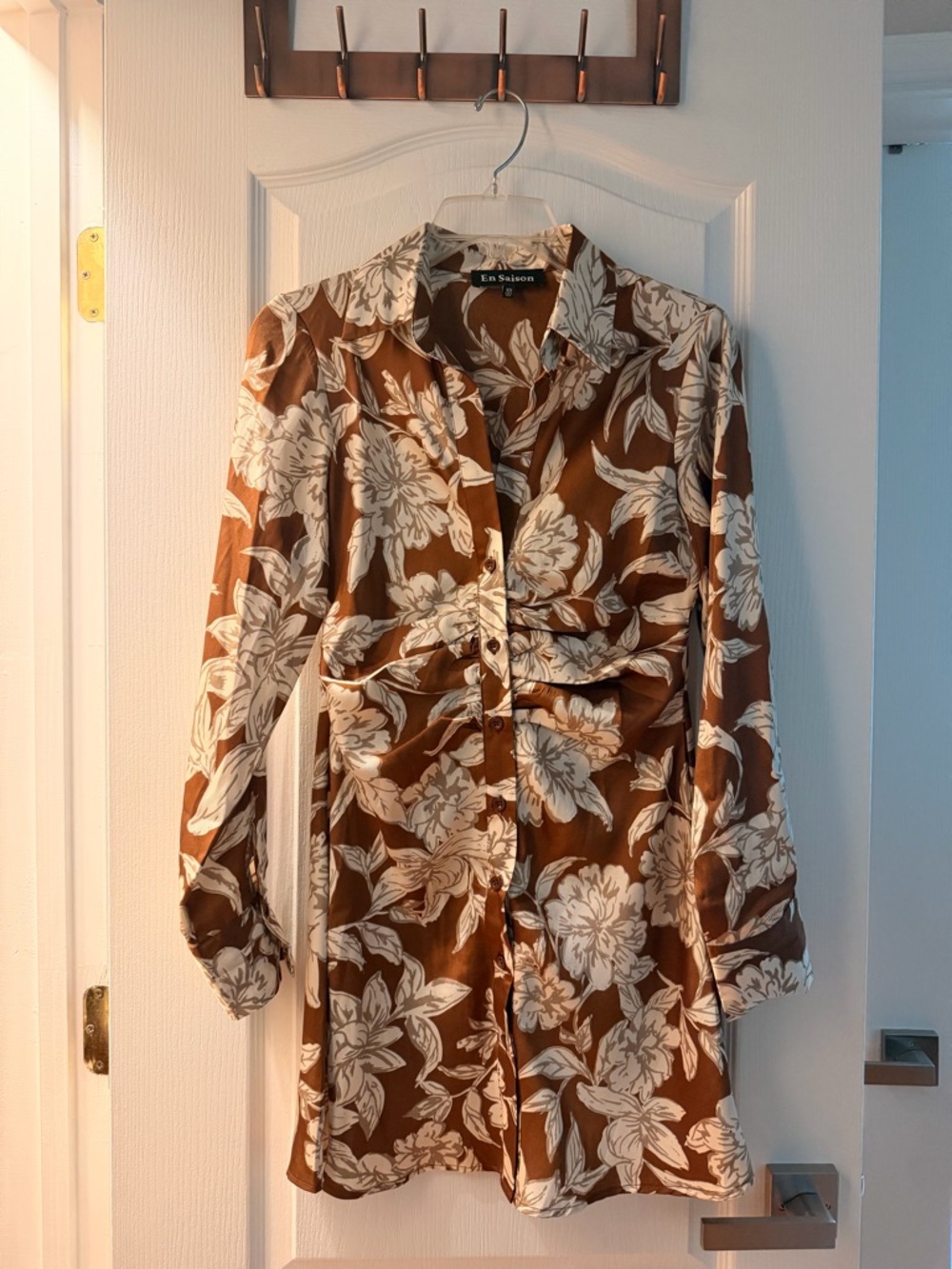 En Saison floral silky shirt dress - XS